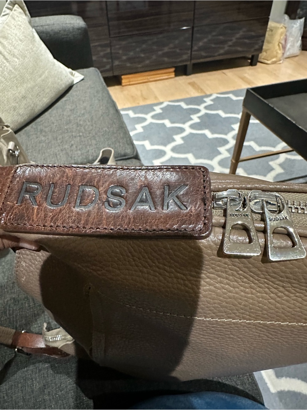 Rudsak Taupe Pebbled Leather Hobo Shoulder Bag - Picture 3 of 10